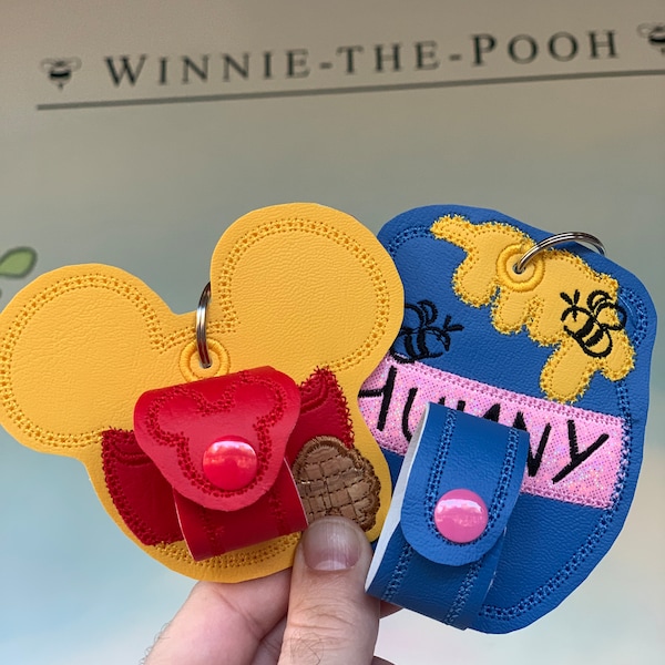 Winnie the Pooh mouse ear holder, Hunny Pot Mickey Mouse shaped Mouse ear holder or carrier for bag, belt, lanyard Inspired, Pooh