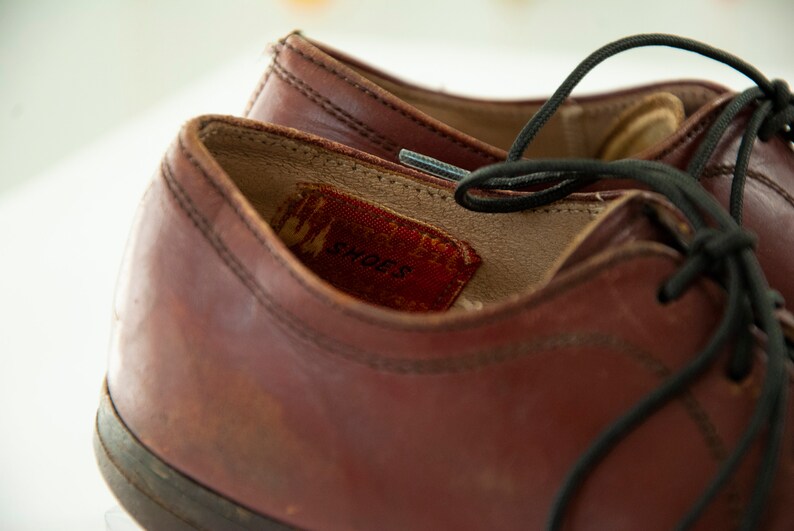 Vintage 1950s brown leather shoes genuine oxford sneakers formal lace tie unisex kids/' boys childrens toddler youth 11.5