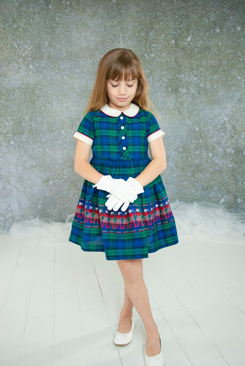 girls green plaid dress
