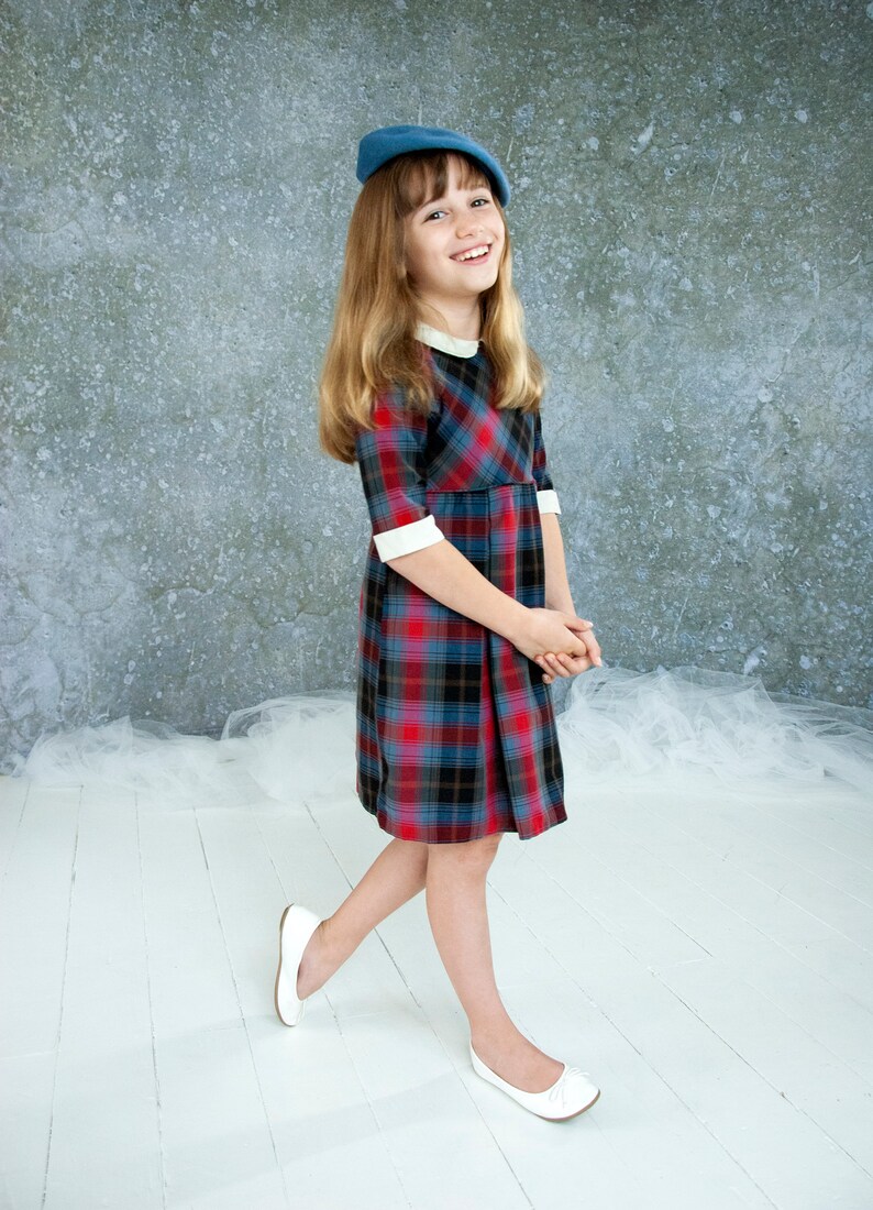 girls red plaid dress