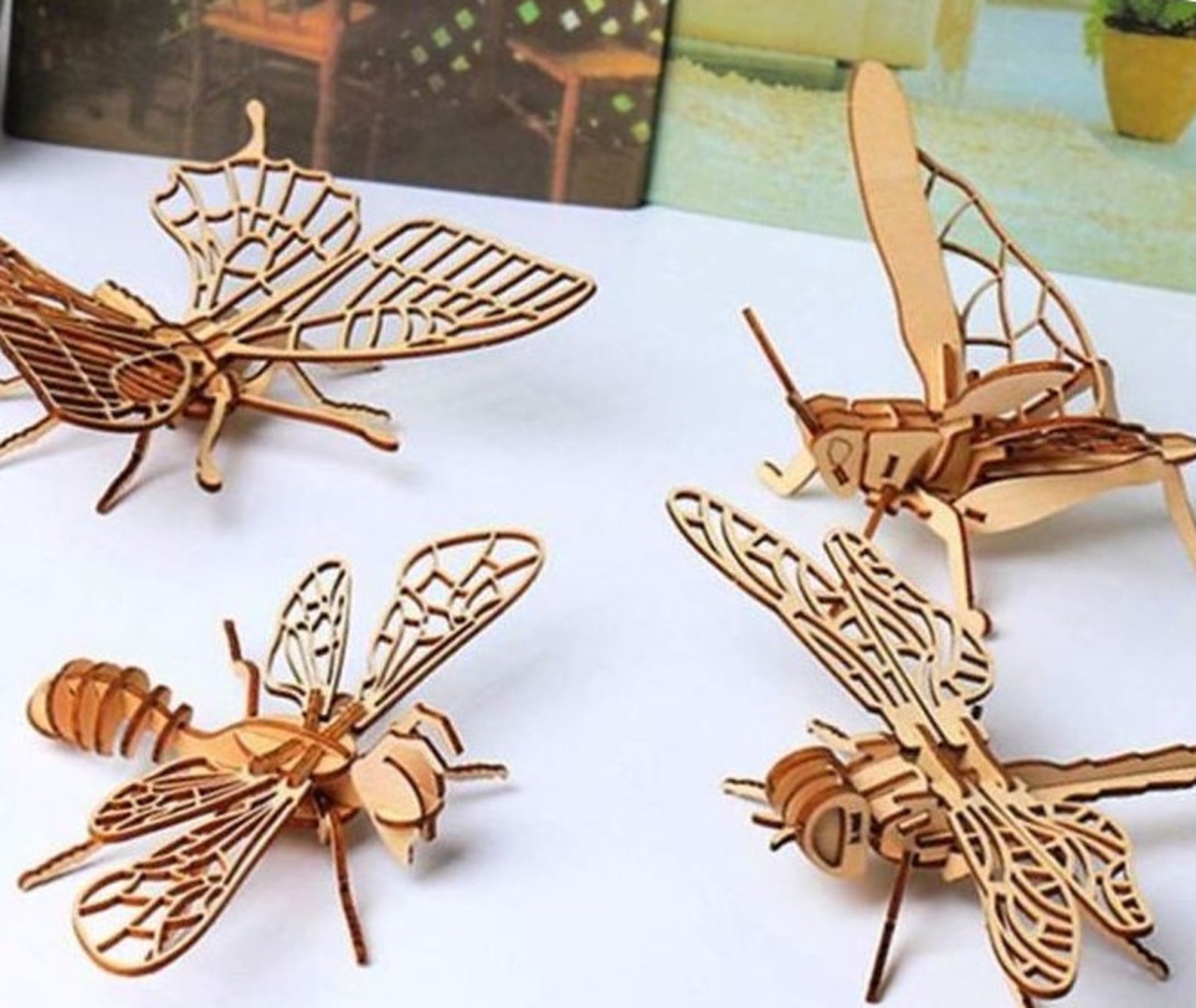 Wooden 3D Dragonfly Jigsaw Puzzle Laser Cut 3D Model Etsy