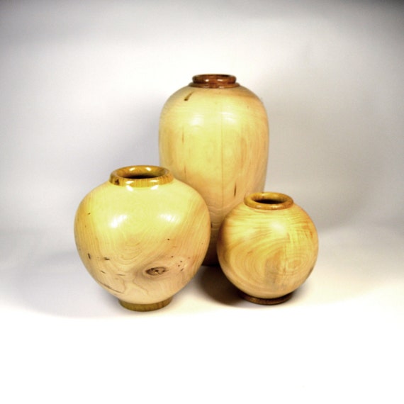Handmade Turned Ash Wood Boho Vase Custom Made Ash Urn