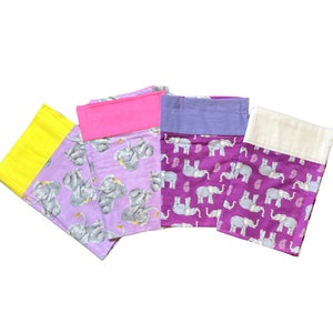 Flannel Pillowcases, Elephants for Standard Size Pillows, Kids Bedroom Decor. elephants