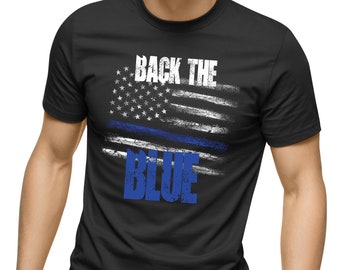 De vuelta la camisa azul, camisa de policía, línea delgada azul, policía de apoyo, bandera estadounidense, policía de amor, aplicación de la ley, héroe, vidas azules importan