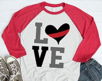 Love Firefighter Shirt, Firefighter Wife, Valentine's Day Gift, Thin Red Line, Firefighter Gift, Wife Gift, Fire Dept, Love My Firefighter