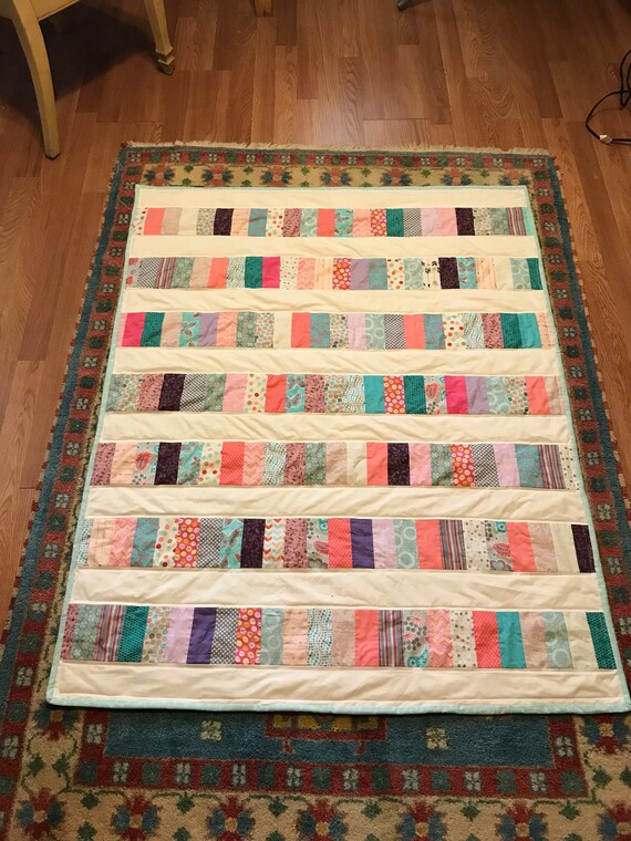 Scrappy baby quilt handmade | Etsy