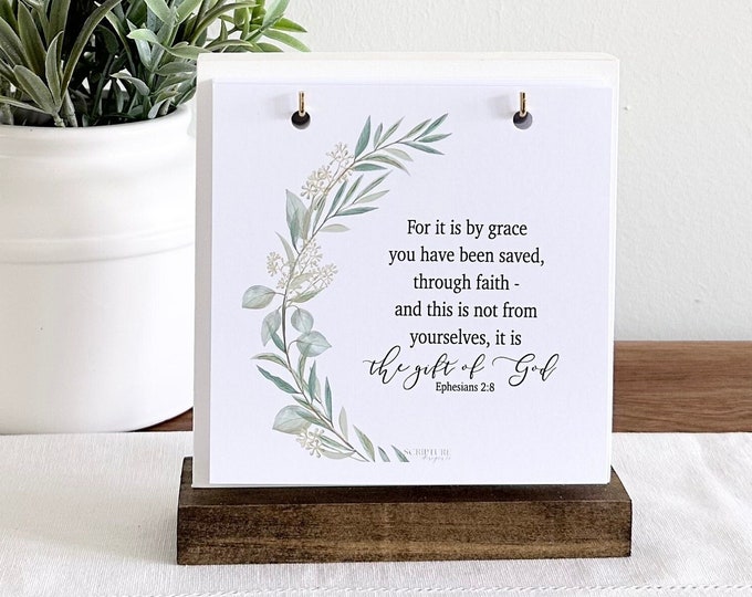 Scripture Cards With Wood Holder, Bible Verse Card Set With Stand ...