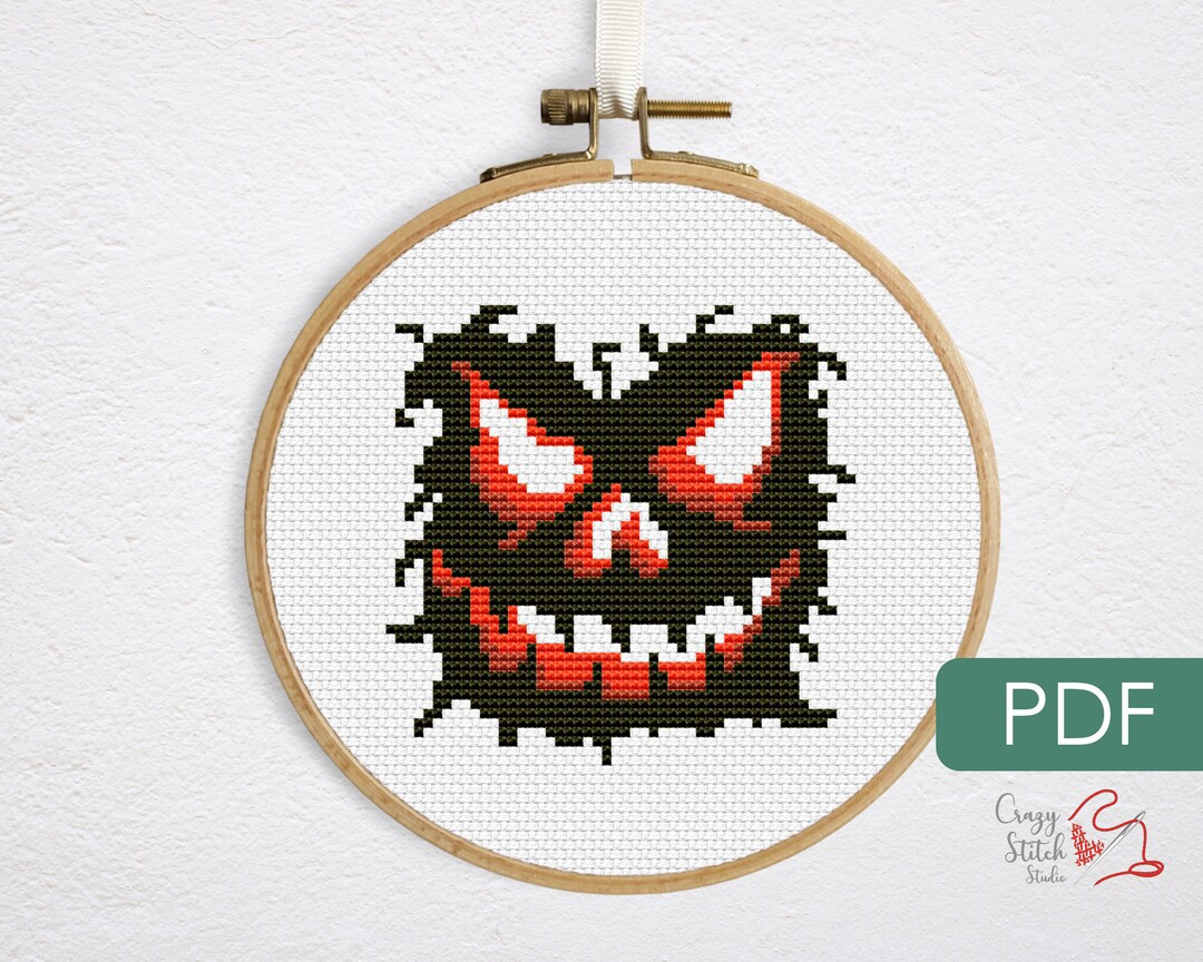 Small Horror Cross Stitch Patterns Pdf. Scary Face Xstitch. Etsy