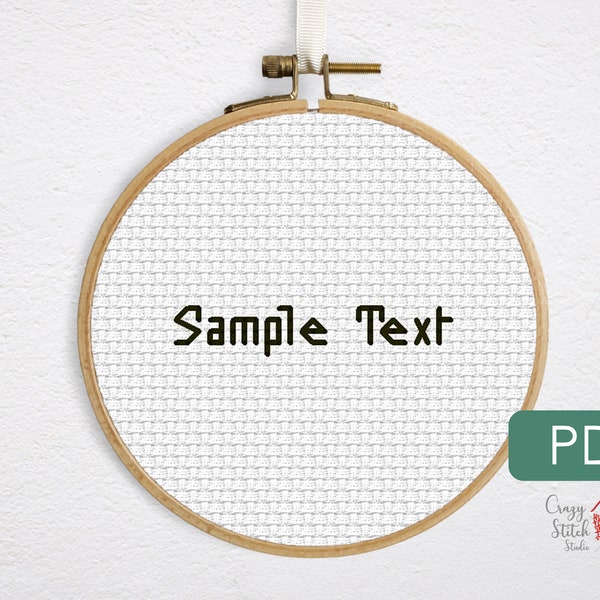 Small backstitch alphabet. Easy cross-stitch font with uppercase, lowercase letters. Simple cross stitch wording. Xstitch pattern pdf. CF001