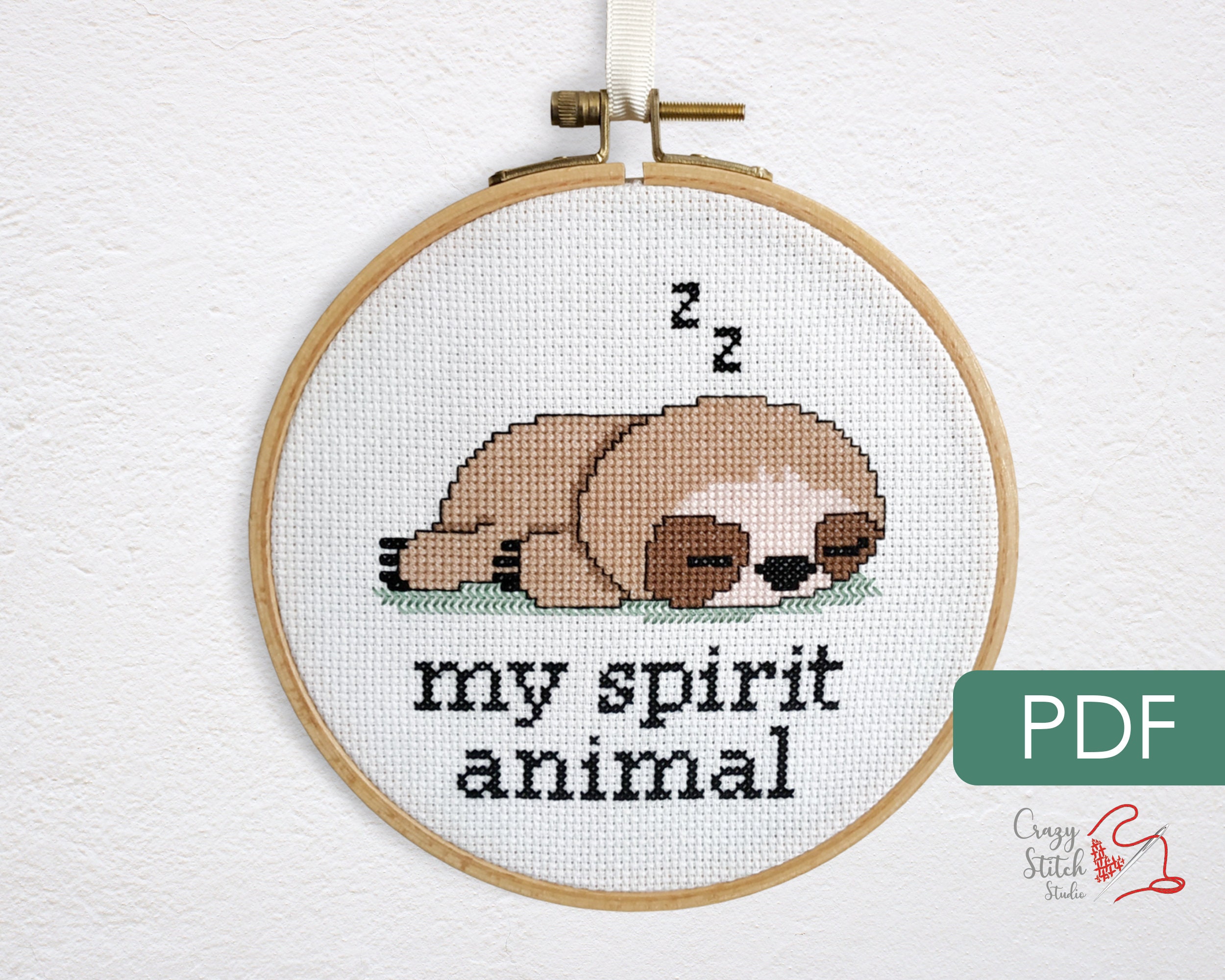 Sloth Easy Embroidery Pattern - Cutesy Crafts