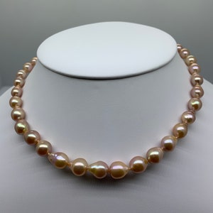 Dark Apricot Baroque Pearl Necklace - Etsy