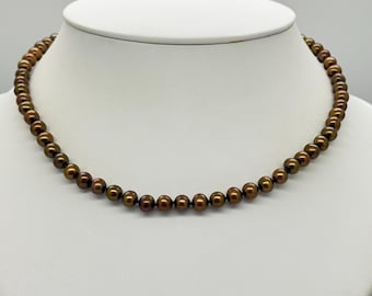 14/16/18/20/22/24 Inches Hand Knotted 7-8 Mm AA Golden Brown Color