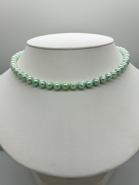 Mint Green Freshwater Pearl Necklace 7.3 to 8.3mm 17