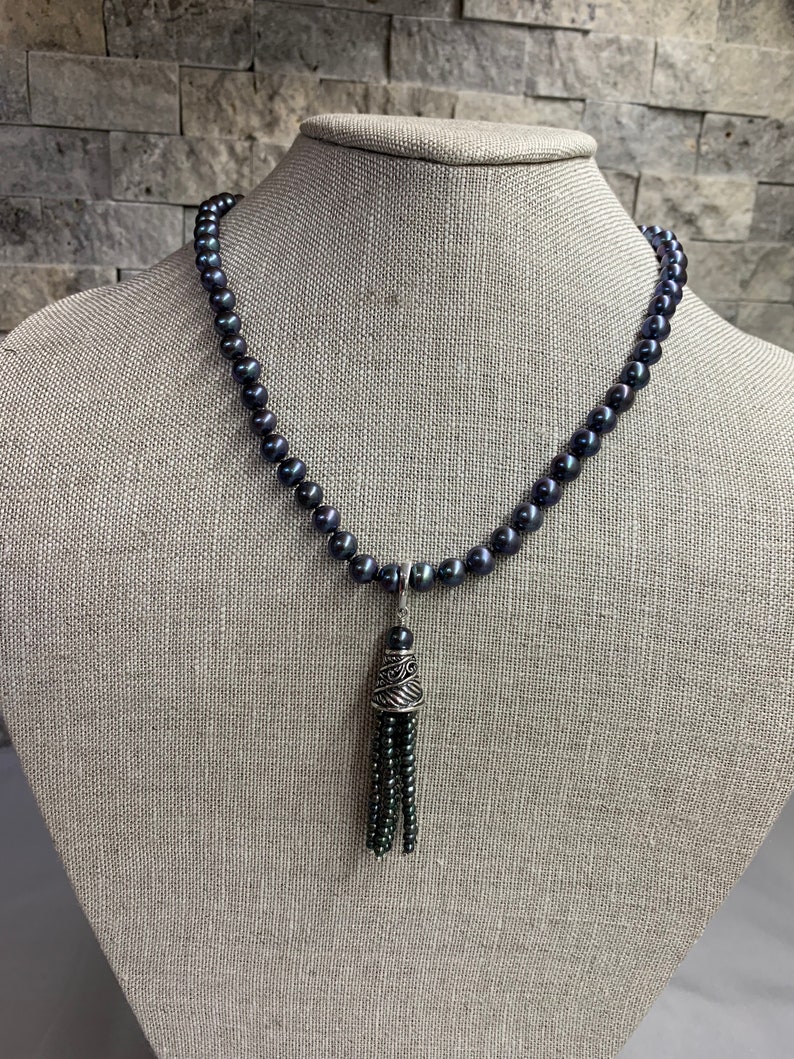 Black Pearl Tassel Enchancer Pendant