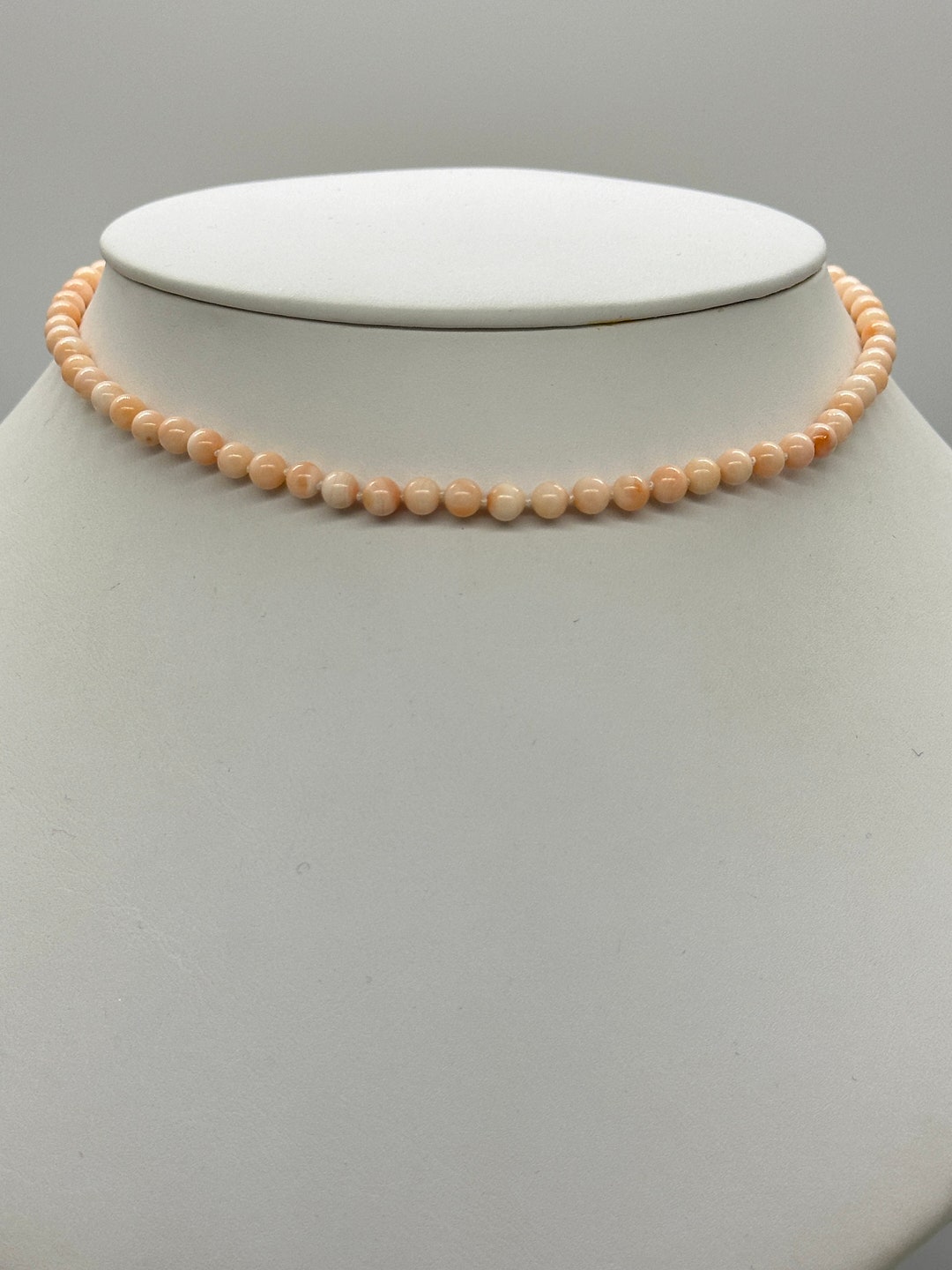 Japanese Pink Angel Skin Coral Necklace Choker 4.8 to 5mm