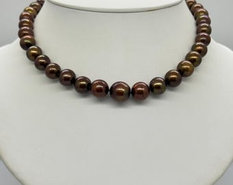 14/16/18/20/22/24 Inches Hand Knotted 7-8 Mm AA Golden Brown Color