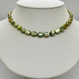 Pistachio Green Freshwater Keshi Pearl Necklace