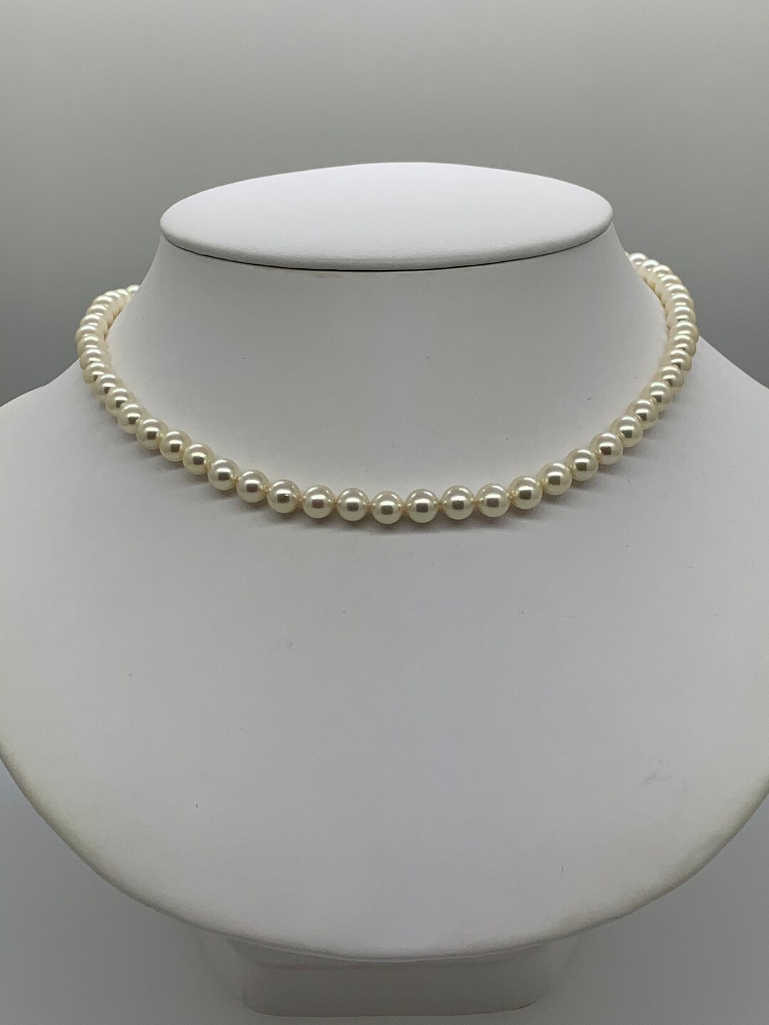 White Japanese Akoya Pearl Necklace 14KYG 6.5-7mm 17.5" - Etsy
