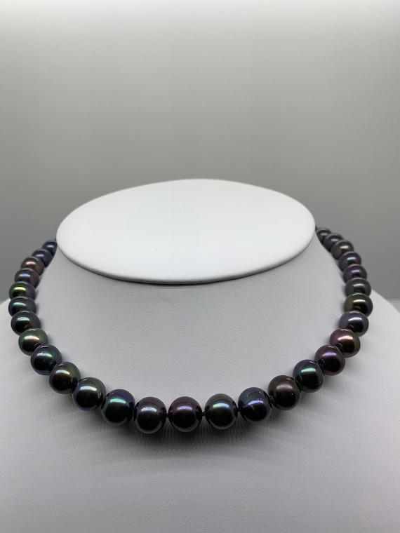 Black Freshwater Pearl Necklace Etsy