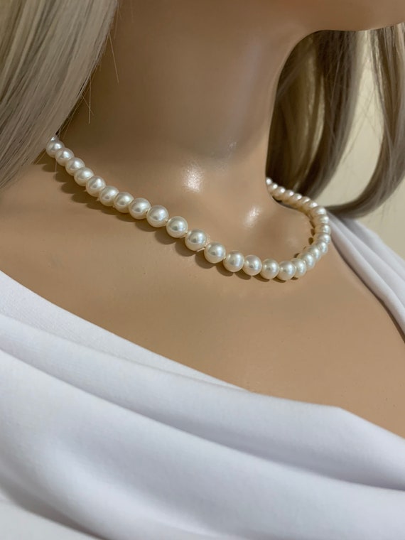 White Freshwater Pearl Necklace - Etsy