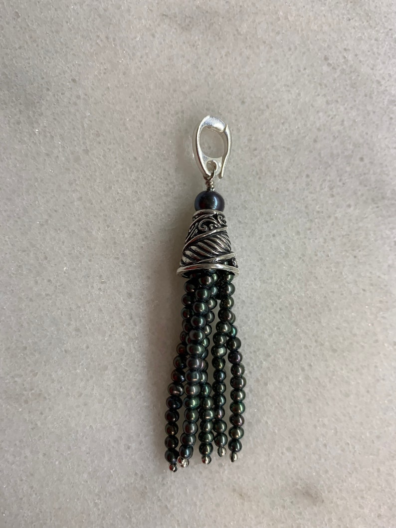 Black Pearl Tassel Enchancer Pendant