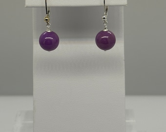 Lilac Purple Phosphosiderite Earrings 10.4mm Sterling Silver