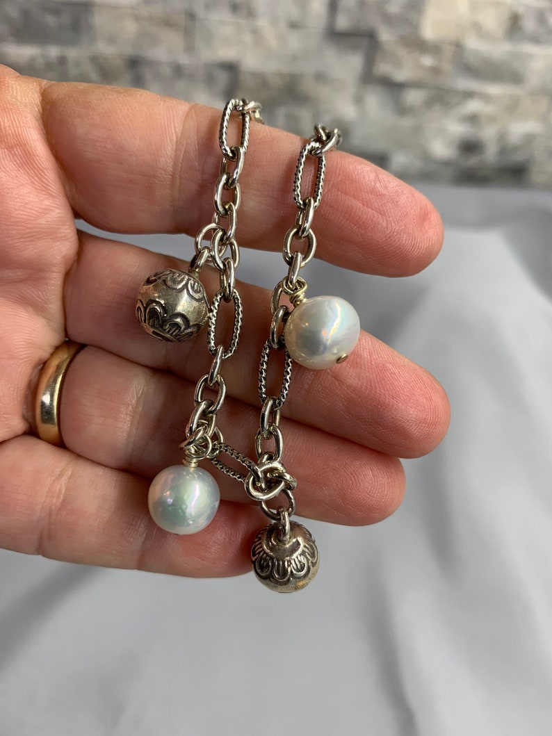 Silver Bells and Pearls Bracelet