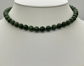 Green Rutilated Quartz Necklace 9 to 9.4mm 17.25"