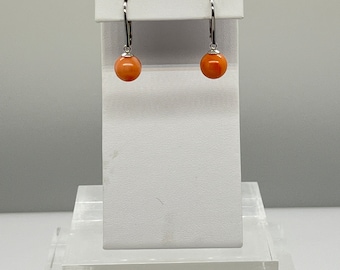 Genuine Angel Skin Coral Earrings 9.4mm Sterling Silver