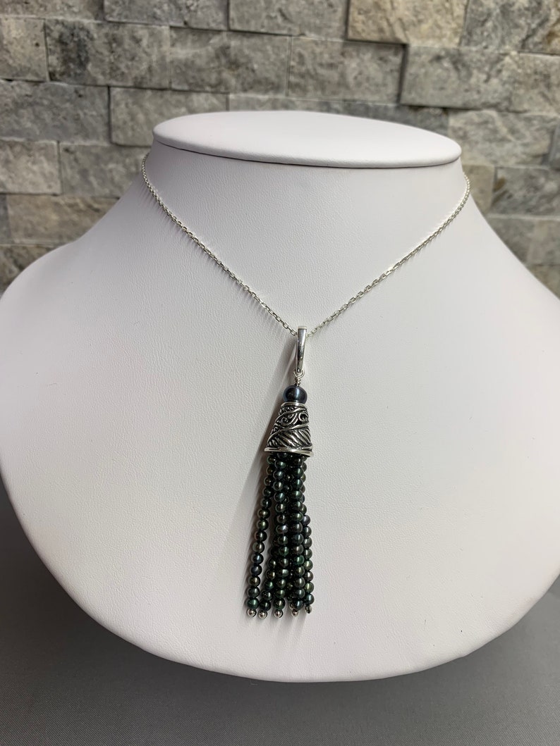 Black Pearl Tassel Enchancer Pendant