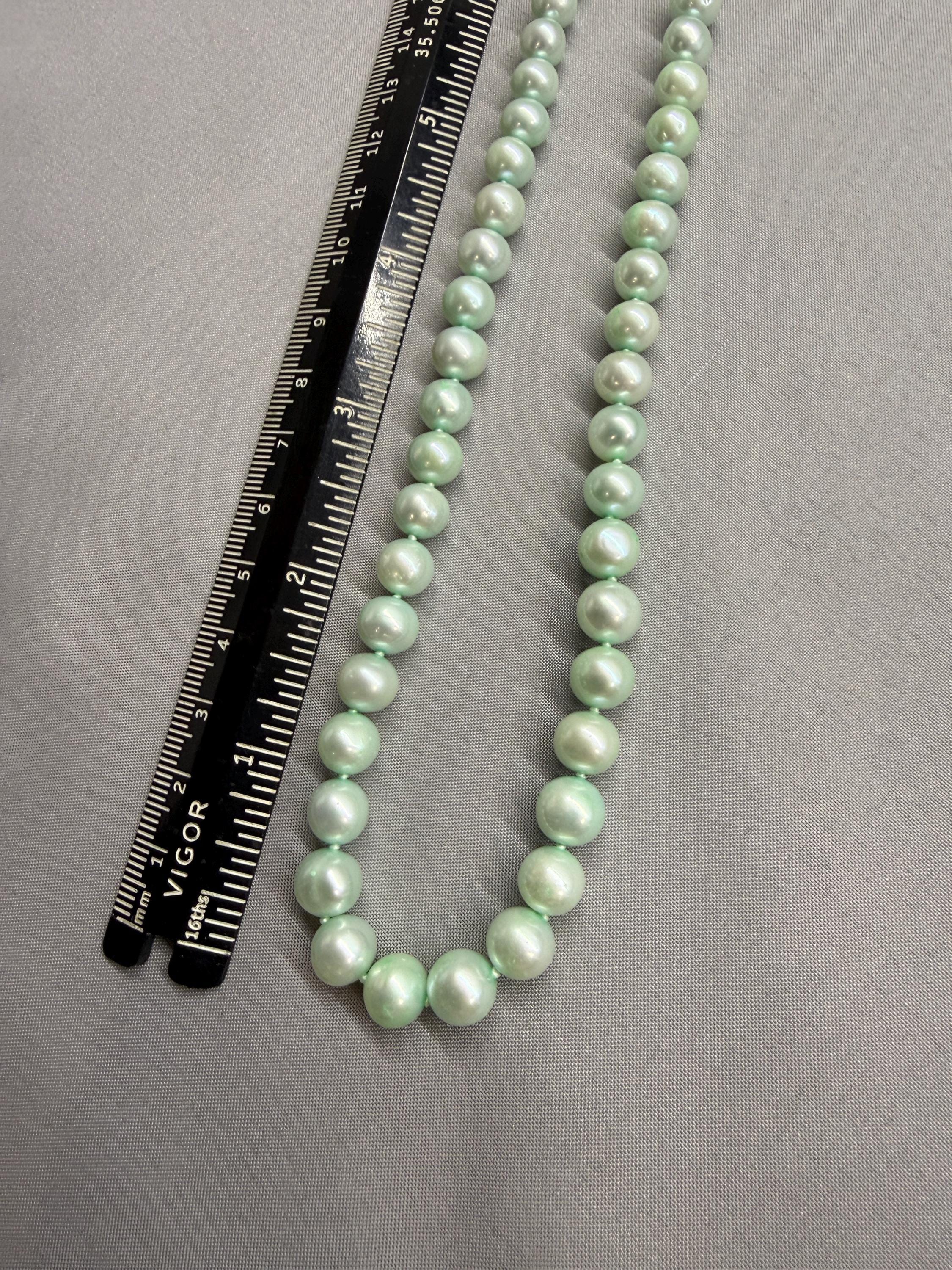 Mint Green Freshwater Pearl Necklace 7.3 to 8.3mm 17