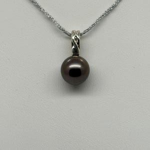 Genuine Tahitian Pearl Pendant 9.8mm Sterling Silver