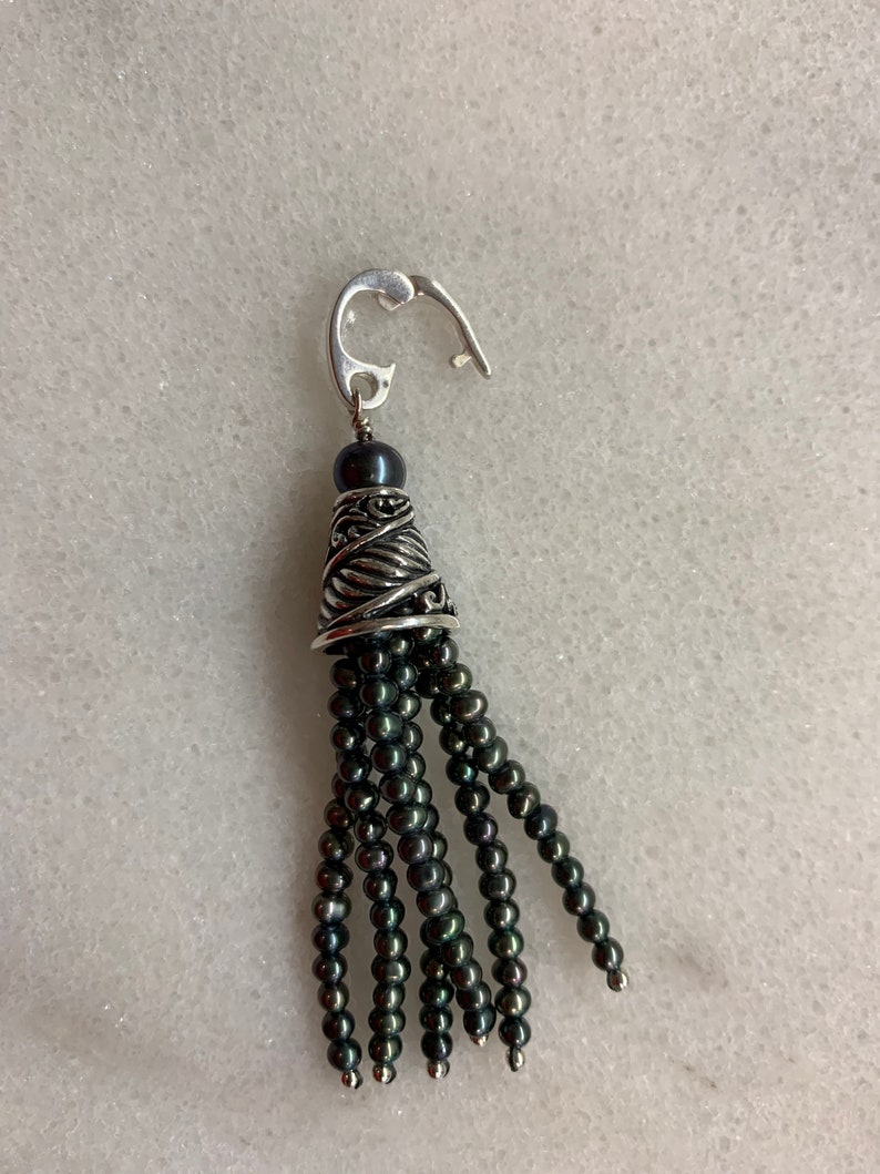 Black Pearl Tassel Enchancer Pendant