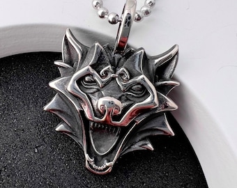 Silver Wolf Head,stainless Steel Wolf Head Necklace,3d Wolf Head,animal
