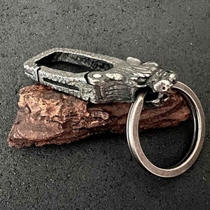 Stainless Steel Animal Keychain With Carabiner, Metal Keychain, Bear Head Keychain, Gift for Father Day, Biker Keychain, Keychain For Car