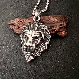 Lion Head Pendant with Stainless Steel chain, Stainless Steel Lion Head Necklace, Stainless Steel Lion Necklace, Dainty Charm Necklace