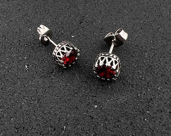 Womens Patterned Stud Earrings, High Quality Studs, Womens Viking Stud Earrings, Red Studs For Men, Viking Earrings, Small Stud, Round Stud