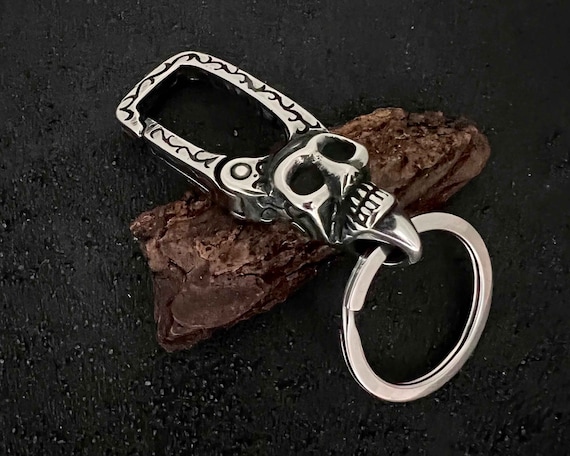 Carabiner Keychain With Dead Head, Skull Keychain, Stainless Steel  Brutal Keychain, Keychain For Bikers, Metal Cars Keychain, Unique gift