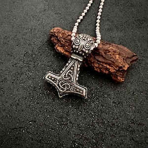Norse Necklace with Thor&#39;s Hammer, Mjolnir Pendant with Chain, Mjolnir Necklace Viking Norse Necklace, Viking Jewelry, Viking Amulet Norse