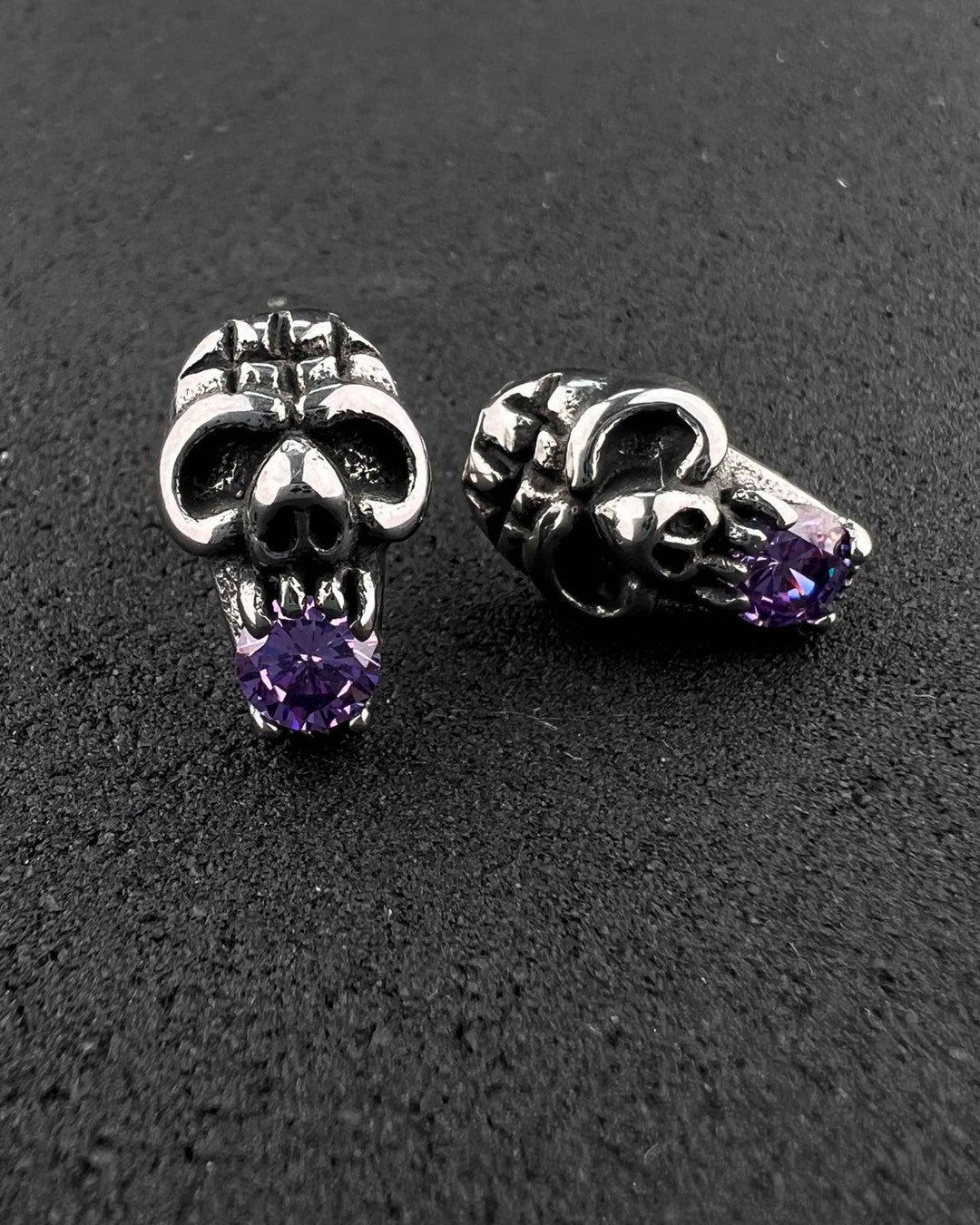 Stud Earrings With Skulls, Guys Skull Earrings, Stainless Steel