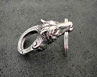 Llavero de cabeza de lobo de acero, llavero personalizado para hombre, llavero de metal, acero inoxidable, accesorios para hombre, regalo del Día del Padre, llavero de animal