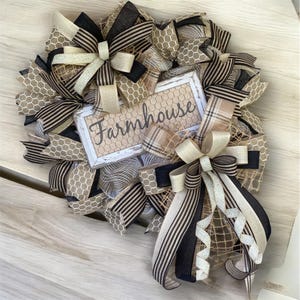 Neutral Farmhouse Rustic Wreath with Chicken Wire Design