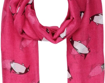 Cute Penguin Print Scarf Wrap Lightweight Large Size