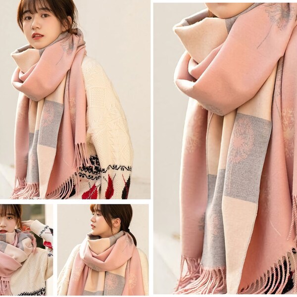 WINTER WARMER Reversible Thick Long Dandelion Print Fashion Scarf Blanket Shawl Wrap