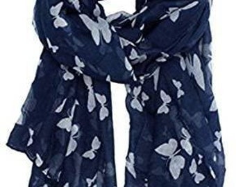 Sjaal met vlinderprint, omslagdoek, sarong, sjaals Dames Dames Meisjes Celebrity Style Kerstcadeau