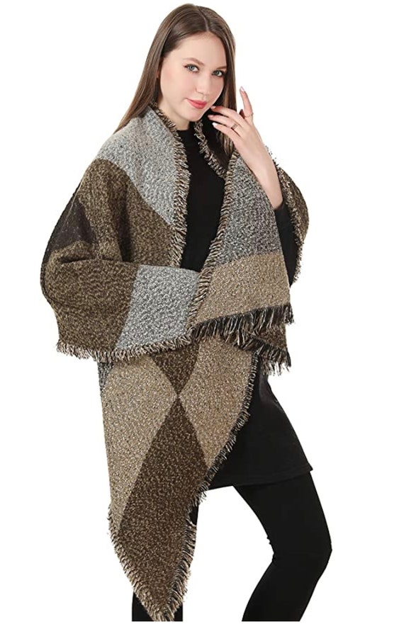 Ponchos para mujer, chales, bufanda de invierno de gran tamaño