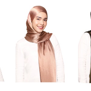 Luxe somptueusement doux foulard hijab en soie froissée de haute qualité, douce et luxuriante, satin luxueux image 2