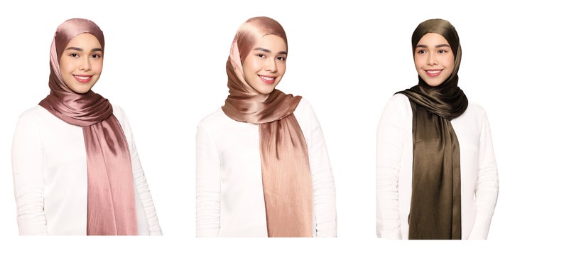 Luxe somptueusement doux foulard hijab en soie froissée de haute qualité, douce et luxuriante, satin luxueux image 2