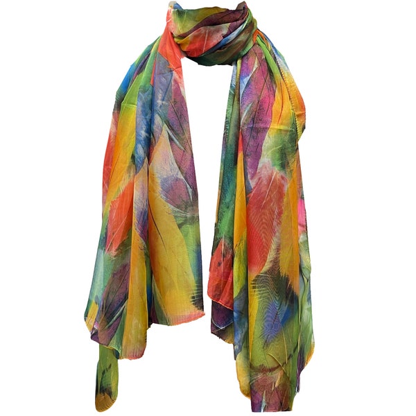 Extra Large Multi Color Flower Print Large Silk Shawl Scarf Wraps