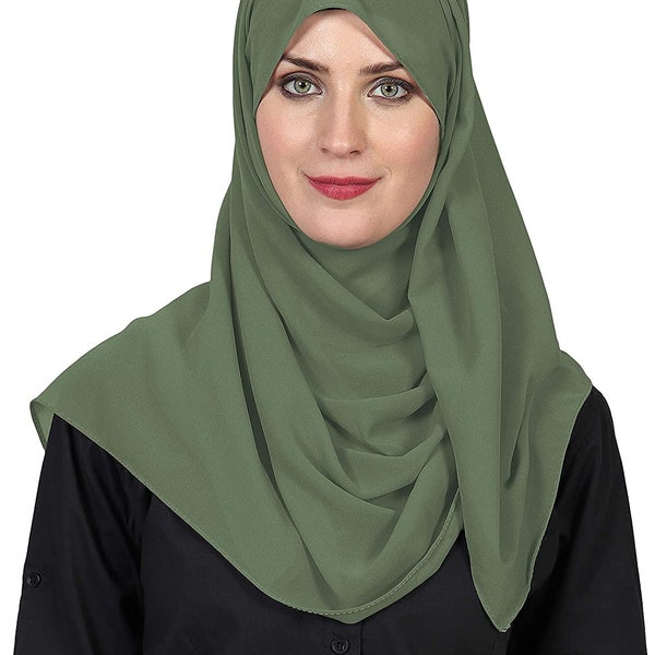 World of Scarfs Soft Chiffon Hijab Scarves Shawls Wraps for Wedding Evening Party Special Occasions Big Size 85 x 180 Cms